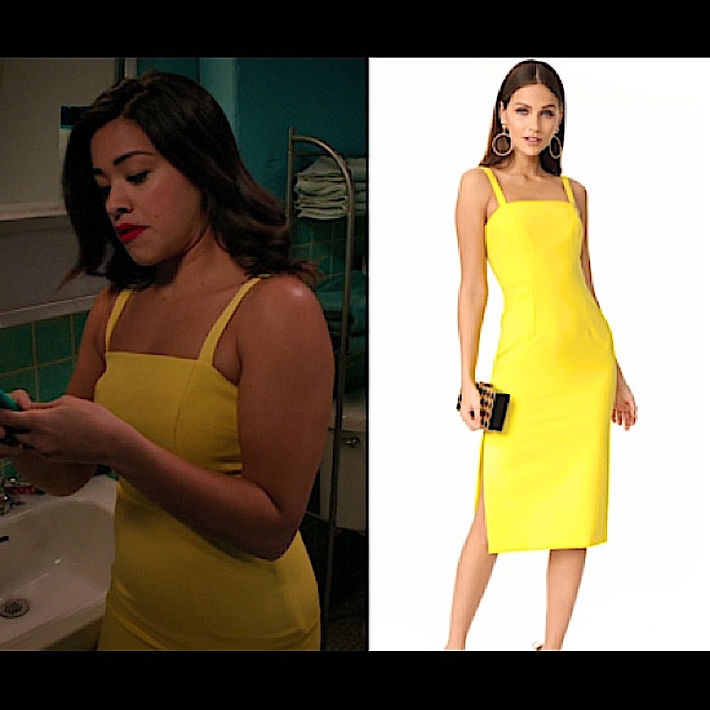 MILLY Elle bright yellow side slit sheath dress